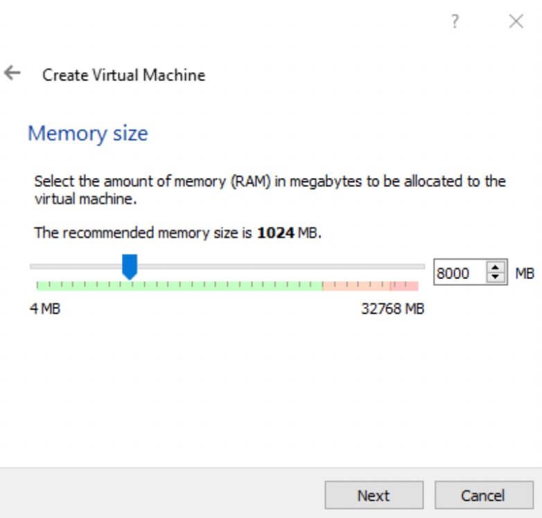 Create Virtual Machine Memory Size