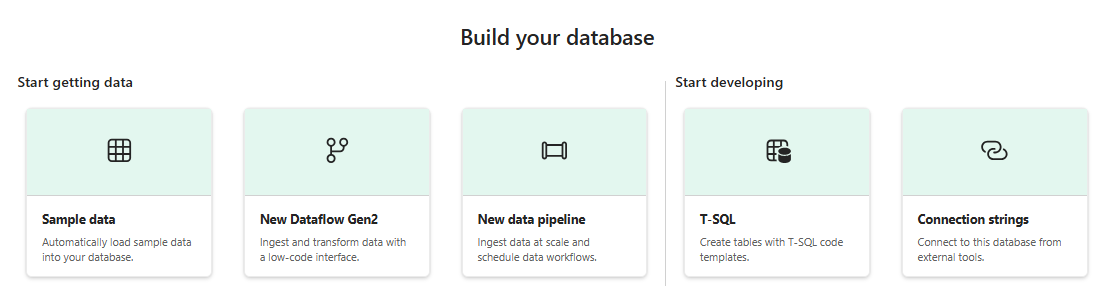 Build your database in Microsoft Fabric